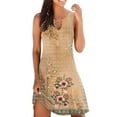 thumbnail image 2 of up to 60% off Gifts Usmixi Formal Dresses for Women Beach Holiday Fashion Plus Size Slim Swing Keyhole Tunic Tank Sundress Crewneck Sleeveless Floral Print Summer Mini Dress Beige l, 2 of 5