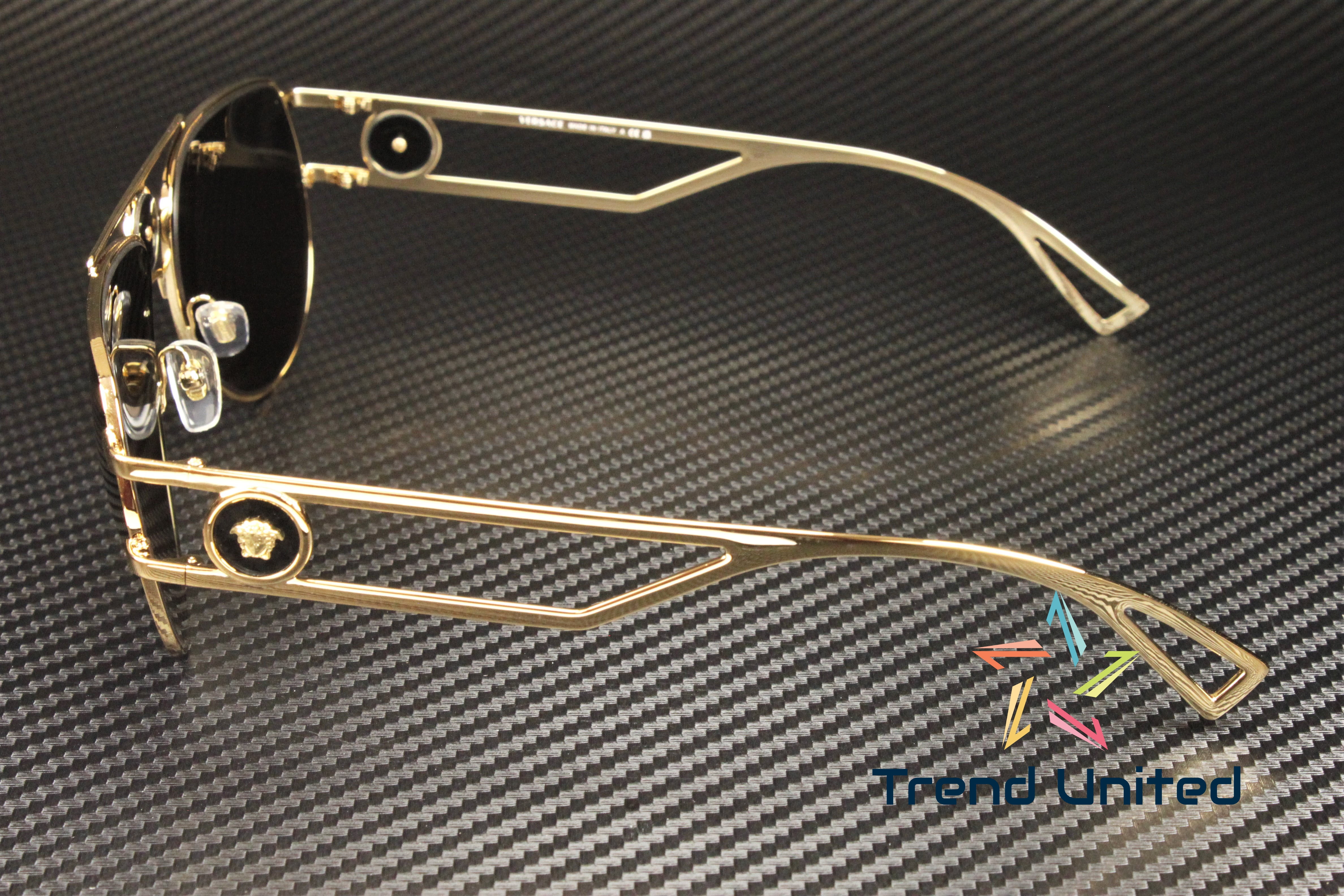 Versace VE 2225 Metal Unisex Aviator Sunglasses Gold 60mm Adult