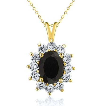 - 1.85 Ct Oval Black Onyx 14K Yellow Gold Pendant
