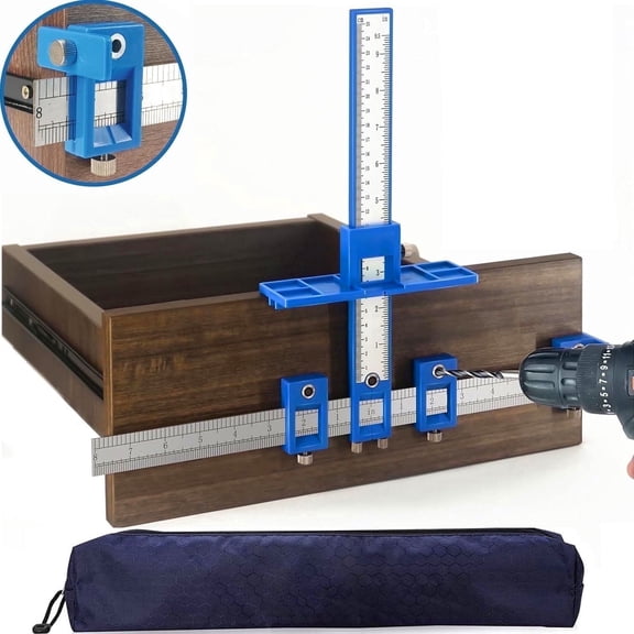 Cabinet Hardware Jig with Storage Bag, Cabinet Handle Jig, Use for Handles Pulls Knobs on Drawers/Doors, Wood Drilling Dowelling Guide Set.
