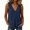 Navy, variant on Women Linen Pleated V Neck Sleeveless Casual Basic Vacation Beach Loose Tank Tops Blouse, Blue M