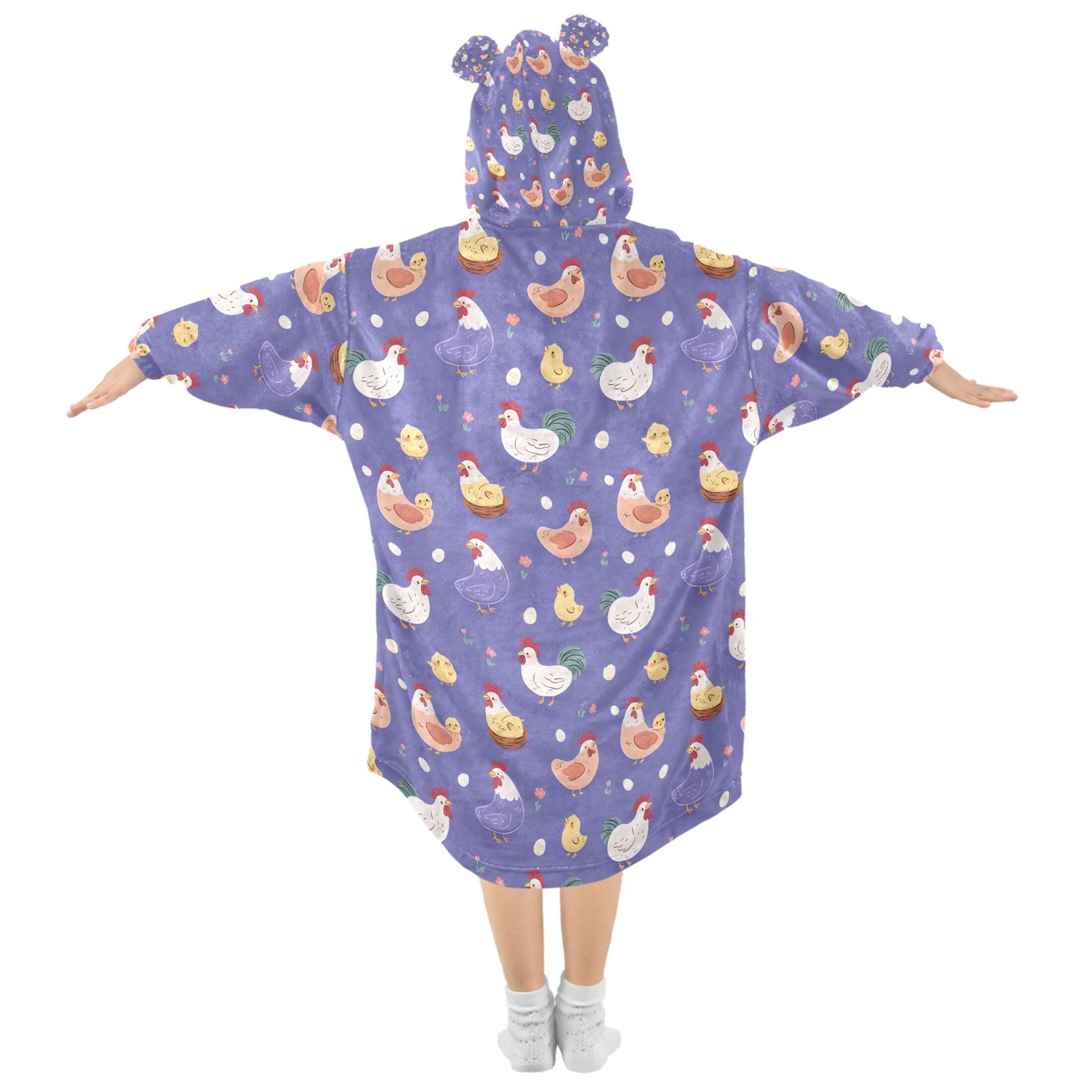 joogoo Blanket Hoodie for Cartoon Chickens Purple Oversize Sweatshirt 3-14 YR L