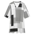 thumbnail image 4 of Modern Art Gray Black Geometric Womens Dress With Pockets Summer V Neck 3/4 Sleeve Dress Plus Size Loose Dress, 4 of 7