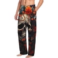 thumbnail image 2 of Daiia Vintage Butterfly Flower Skull Men's Sleep Pant with Pockets and Drawstring,Pajama Pants-Medium, 2 of 9