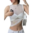 thumbnail image 4 of Coduop Women's Sleeveless Crew Neck Slim Fit See Through Sheer Mesh Top, 4 of 8
