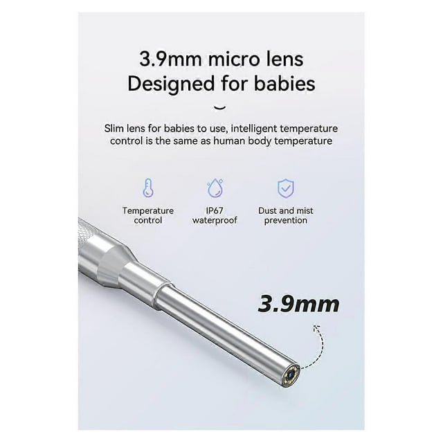 Digital Otoscope 3.9mm Ear Otoscope Screen 4.3 Inch for Cleaning Smart Visual Ear Picking Stick 30MP Type-C Ear Camera