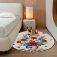 thumbnail image 2 of 4th of July Floral Round Area Rug 7Ft Washable Circle Rugs for Dorm Laundry Room, Vintage Red Blue Roses Patriotic Non-Slip Carpet Floor Mats Indoor Outdoor Carpet Runner Aesthetic Home Decor, 2 of 8