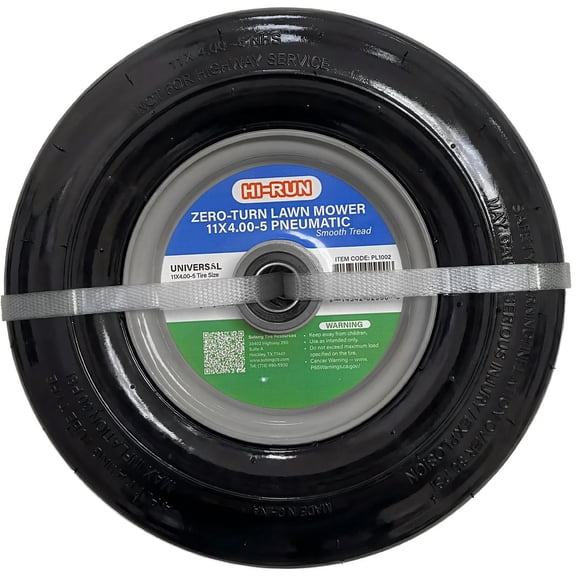 Hi-Run Smooth 11X4.00-5 2PR Light Duty ZTR Tire & Wheel Assembly with 3/4" & 5/8" Bushing