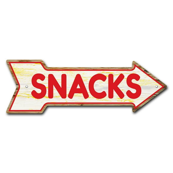 SignMission P-ARROW10-999609 10 x 30 in. Wide Snacks Arrow Sign