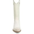 thumbnail image 4 of Sam Edelman Brenda Off White Stacked Heel Pointy Toe Woven Mid-Calf Western Boot (Off White, 5), 4 of 4