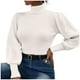 thumbnail image 2 of HongQid Womens Mock Neck Puff Long Sleeve Sweaters Casual Loose Solid Basic Knit Pullover Sweater, 2 of 9