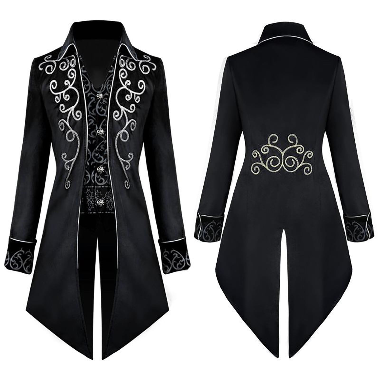 Costumes Médiévaux Vintage, Steampunk, Gothique, Veste Longue Noire, Manteau, Cosplay De Vampire, Pirate, Tenue D'Halloween, Trench-coat Pour Homme