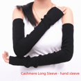 thumbnail image 1 of Funda de cachemira para brazo de mujer, protección para brazo largo, guantes de medio dedo, mangas de lana tejidas, mangas falsas gruesas y cálidas para otoño e invierno, 1 of 3