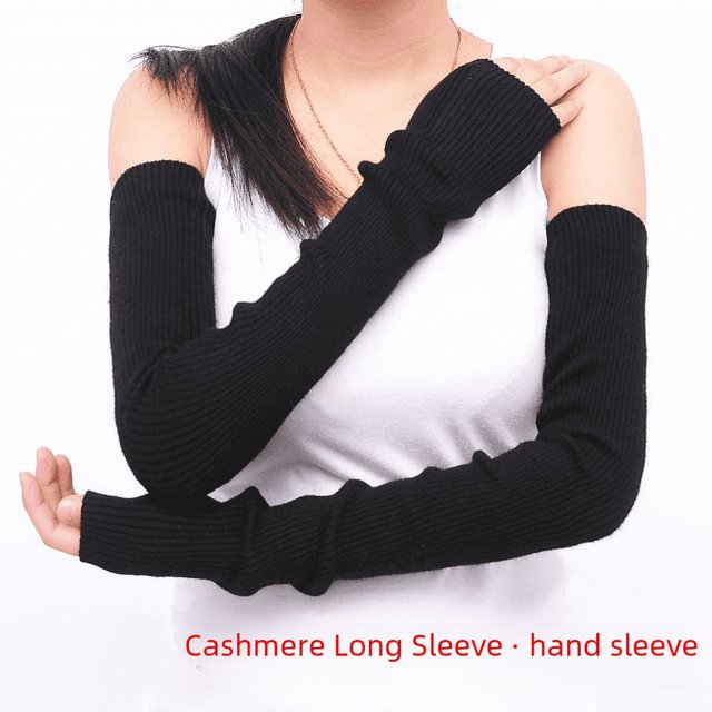 Funda de cachemira para brazo de mujer, protección para brazo largo, guantes de medio dedo, mangas de lana tejidas, mangas falsas gruesas y cálidas para otoño e invierno