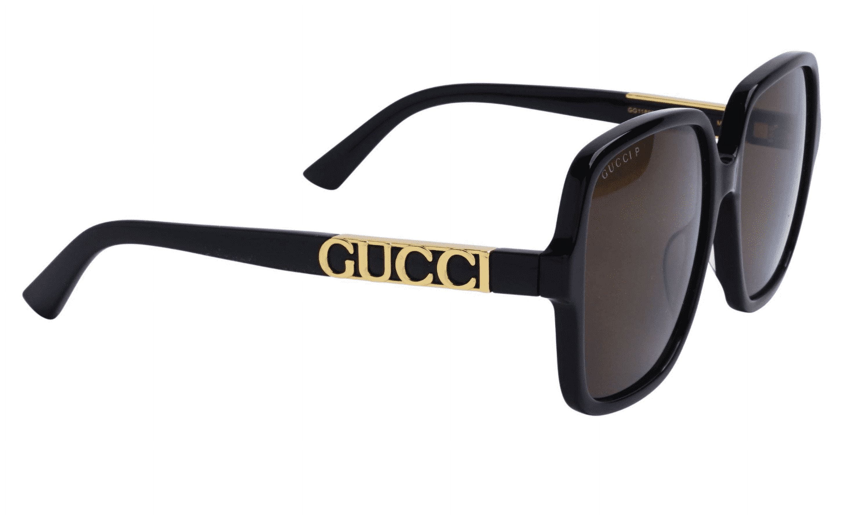 Gucci GG1189S-001 Oversized Black Square Sunglasses with Gold Cutout Temples and for Womens