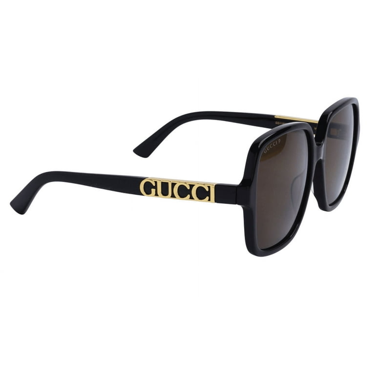 Gucci Oversized Black Square Sunglasses 58mm with Gold Cutout