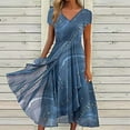 thumbnail image 1 of Robes pour Femmes 2024 Été Surdimensionnée pour Impression Florale Manches Courtes Col en V Robe Plissée Fluide Robes 50 % de Réduction!, 1 of 6