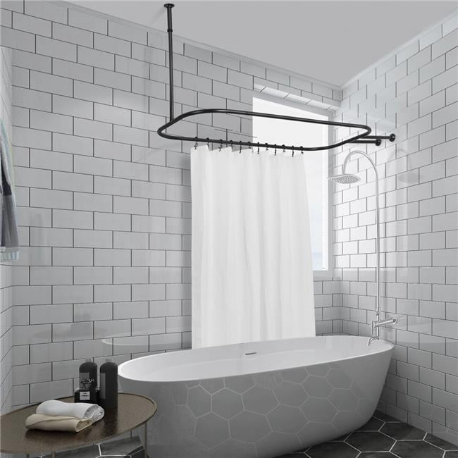 Tringle à Rideau De Douche Incurvée - Nickel Satiné - Réglable 44-72 Pouces - Neuf