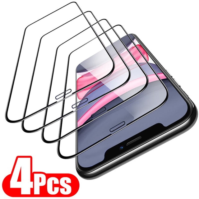 4 piezas de vidrio templado de cubierta completa para iPhone 11 12 13 14 Pro Max Protector de pantalla para iPhone 6 7 8 Plus X XR XS MAX Glass Tan Jianjun unisex