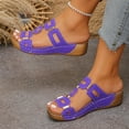 thumbnail image 5 of RUIYANQI Women's Open Toe Slide Sandals Cutout Design Comfortable Wedge Heel Summer Beach Shoes Casual Outdoor Footwear Trendy Vacation Sandals Purple Women Sandal, 5 of 9