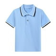 thumbnail image 5 of HAOTAGS School Polo Shirts For Boys And Girls(2-15Y), Casual Button-Down Collar Short Sleeve Cotton Tops Blue 7-8 Years, 5 of 5