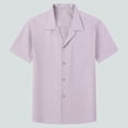 thumbnail image 2 of hoksml Men's Button-Down Shirts Fashion Comfy Solid Collared Short Sleeve Tops Turndown Collar Regular Pullover Casual Blouse 2025 Clearance, 2 of 3