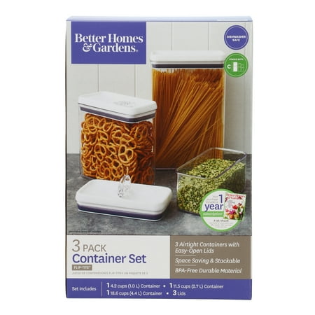 Better Homes & Gardens Flip-Tite 3 Pack Rectangular Container Set