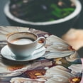 thumbnail image 3 of Ambesonne Floral Fitted Round Tablecloth, Flowers Garden Nature Print, 56"- 60" Diameter, Dark Mauve and Marigold, 3 of 5