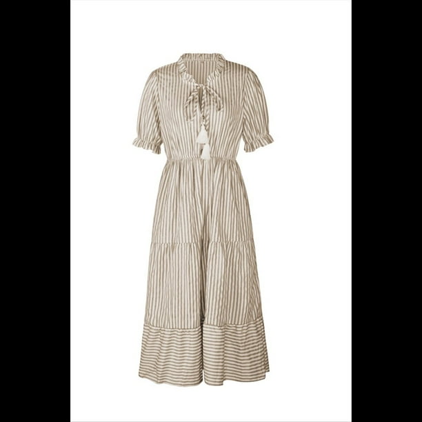 Vestido de Rayas Caqui L