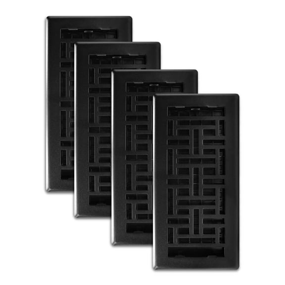 Decor Grates AJH410-BLK Oriental Floor Register, 4x10 Inches, Textured Black Finish