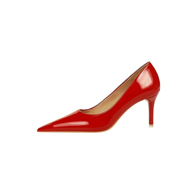 Daeful Escarpins pour Femmes à Enfiler Escarpin Formel Aguichant Antidérapant Chaussures Habillées Rouge 7,5 cm 7