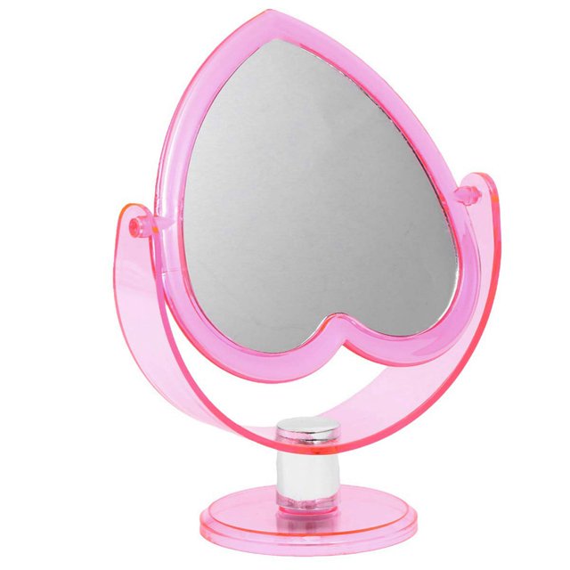 Table Mirror Heart Shape Vintage Double-sided Countertop Mirror Makeup Mirror