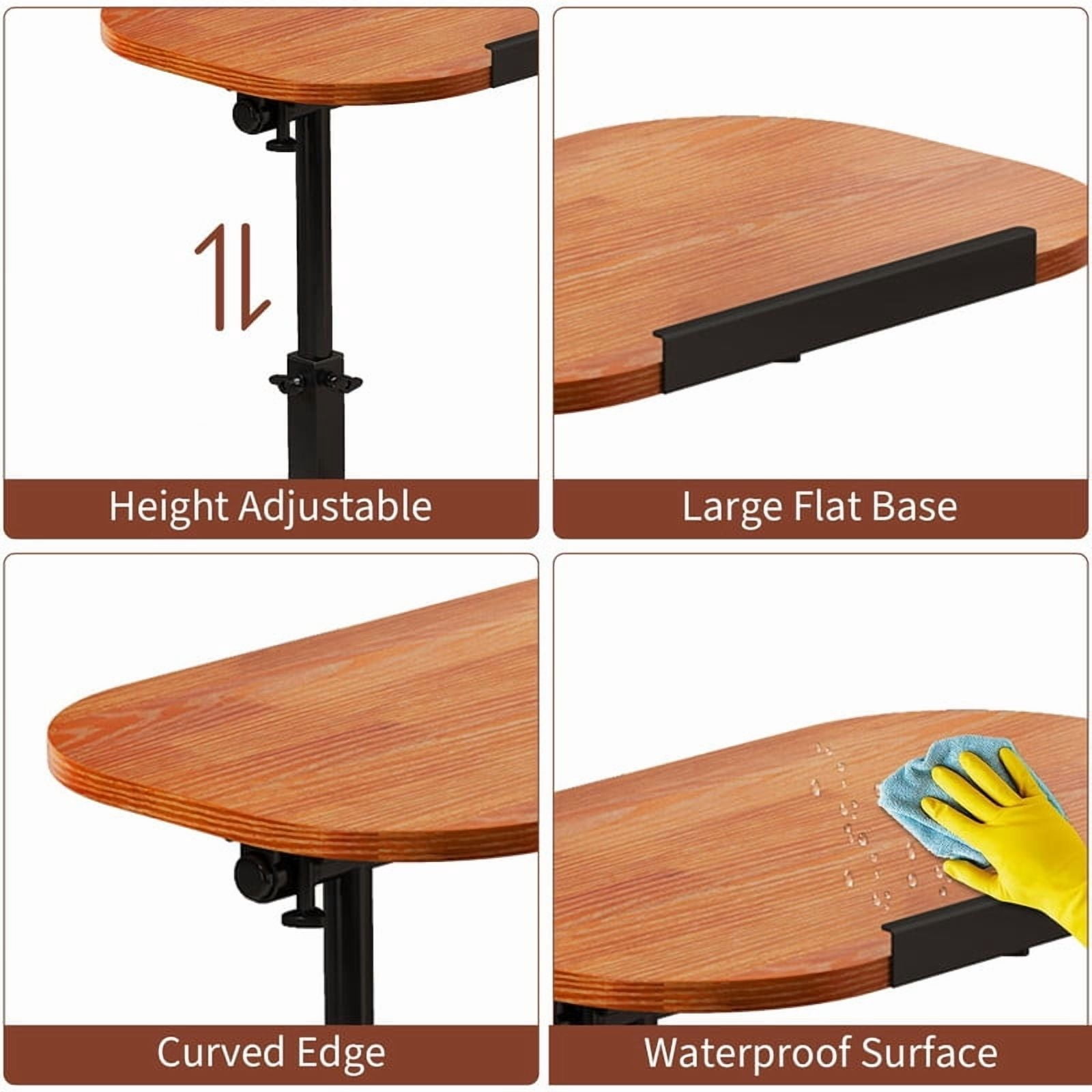 TROPOW C-Shaped Side Table Sofa Tray, Height Adjustable Folding Laptop Desk with Swivel Tray, Tiltable Desktop, Heavy Metal Base End Table, Overbed Table, Tray Table Portable Side Table
