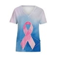 thumbnail image 2 of Yxbdin Breast Cancer Awareness Scrub Shirts for Women Pink Ribbon Support Short Sleeve Nursing T Shirts Scrub Tops with Pockets Light Blue*1 S, 2 of 6