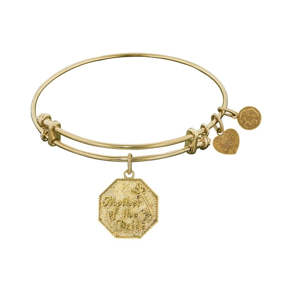 Yellow Stipple Finish Brass Mother of the Bride Angelica Bangle Bracelet, 7.25"