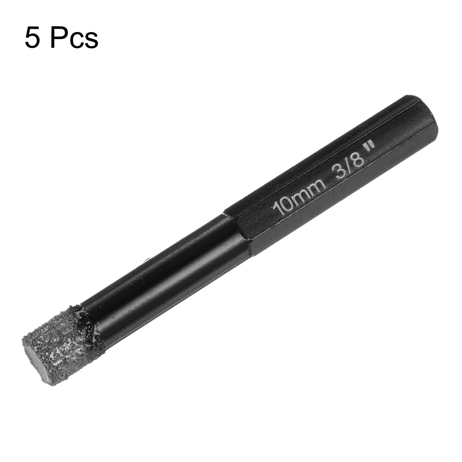 Uxcell 5 Pieces 10mm Dry Diamond Core Drill Bits Set 1/3" Hex Shank Vacuum Brazed Hole Drilling Bit