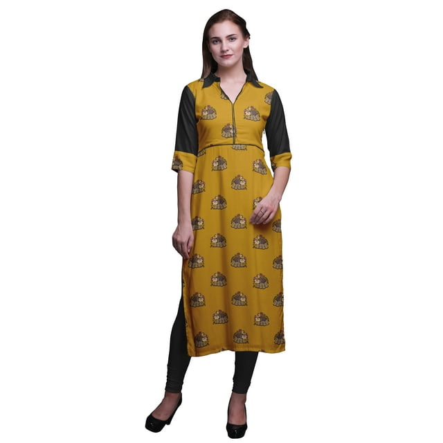 Bimba Kurti Droite en Rayonne pour Femmes LongKurtiDress Haut Indien Imprimé