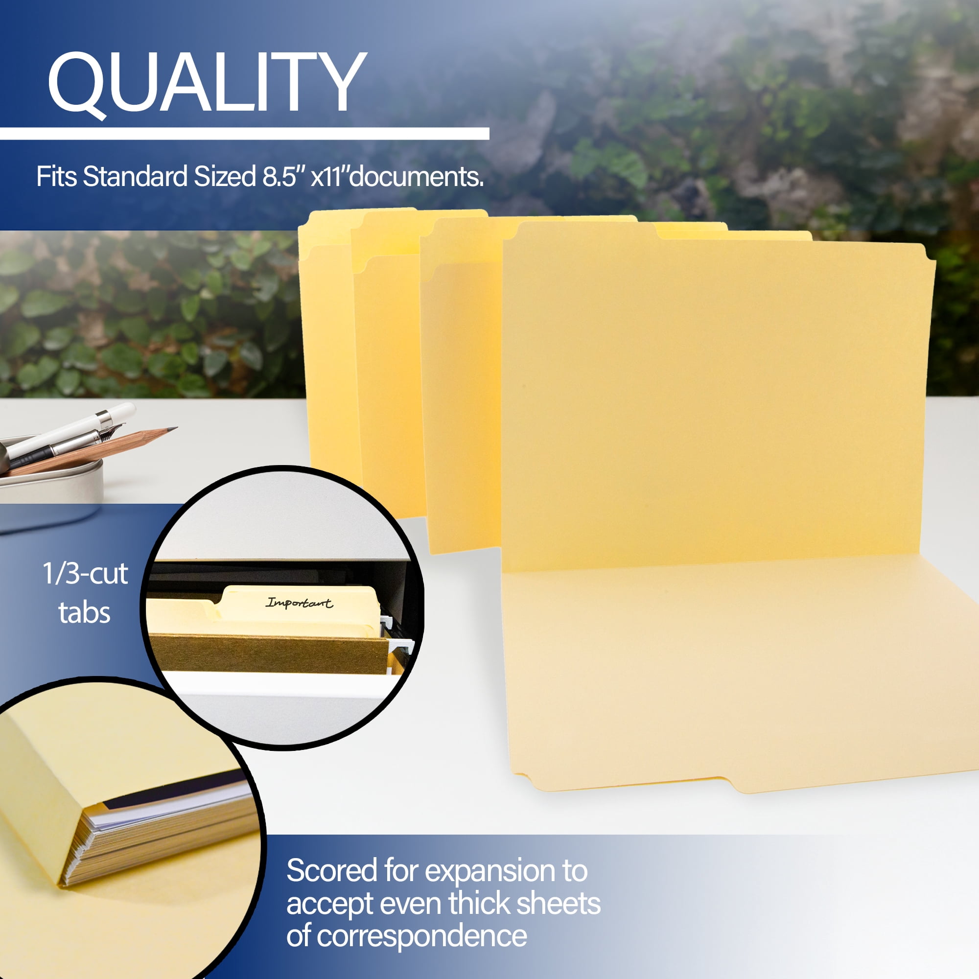 BAZIC 1/3 Cut Letter Size Manila File Folder (100/Box)