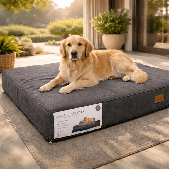 A Adios Water Proof Dog Bed Cover Color Gray Size Medium 20x30x4 Inch Washable Soft Durable Anti Slip Pet Bed