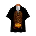 thumbnail image 2 of Camisa de manga corta con cuello en V para hombre, con estampado de Halloween, informal, con estampado de blusa Pompotops oipoqjl45972, 2 of 7