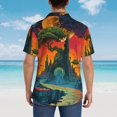 thumbnail image 4 of Pofeuu Abstract Tree Castle Print Hawaiian Shirt for Men Sleeves Casual Button Down Summer Beach Dress Shirts T-Shirts,Large, 4 of 7