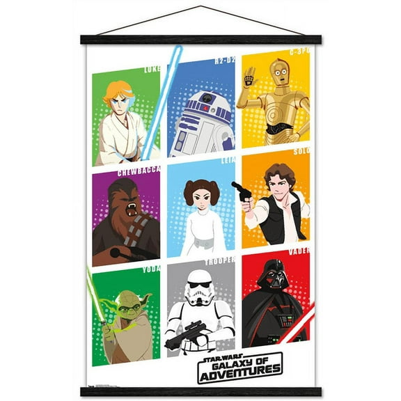 Star Wars: Saga - Galaxy Grid Wall Poster with Wooden Magnetic Frame, 22.375" x 34"