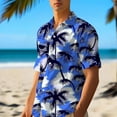 thumbnail image 6 of ZCFZJW Men's Hawaiian Shirt Big and Tall Regular Fit Casual Short Sleeve Floral Button Down Graphic T-Shirts Tropical Holiday Beach Vacation Tees Tops Blue#02 XL, 6 of 7