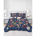 thumbnail image 3 of Quilts Twin Size, Navy Blue Floral Soft Comforter Bedding Set for Bed, Spring Farmhouse Botanical Flowers Vintage Lightweight Quilted Bedspread with Pillow Cover(2 Pieces) for All Season, 68x86 Inch, 3 of 6