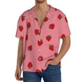 thumbnail image 3 of Xecao offers the Strawberries for Men's Casual Short-sleeved Shirt, a button-up collared shirt with a pocket, perfect for beach vacations and yacht travel in the XX-Large size., 3 of 7