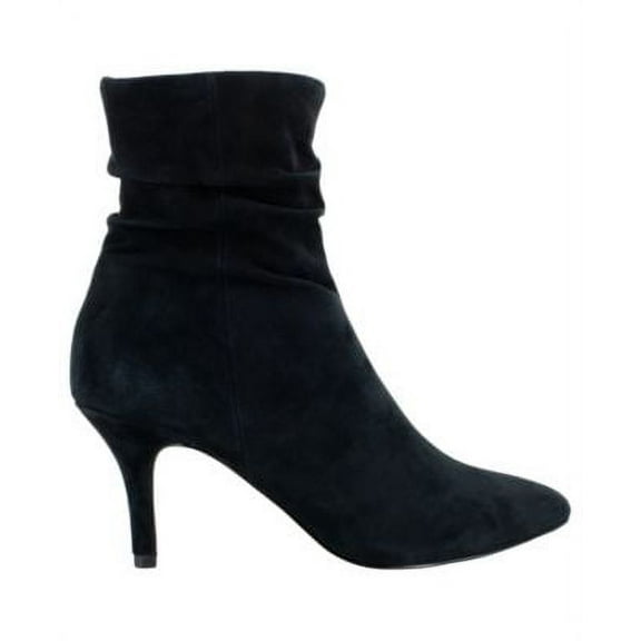 BELLA VITA Womens Black Ruched Cushioned Danielle Pointed Toe Stiletto Zip-Up Leather Booties 7 WW