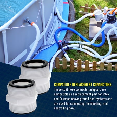 U.S. Pool Supply 1.5 Pool Split Hose Connector Adapter with Gaskets, Pack of 2 - Hose Extender Joint Connection - Above Ground Replacement Compatible with Intex Pool Filter Pumps