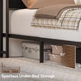 thumbnail image 6 of Twin Corner Bed Frame with Storage Drawers, LED Lights and Charging Station, Modern Twin Size Bed Frame Metal Platform with Linen Upholstered Guardrail, Dorm Bedroom Daybed for Teen Adult, Black, 6 of 8