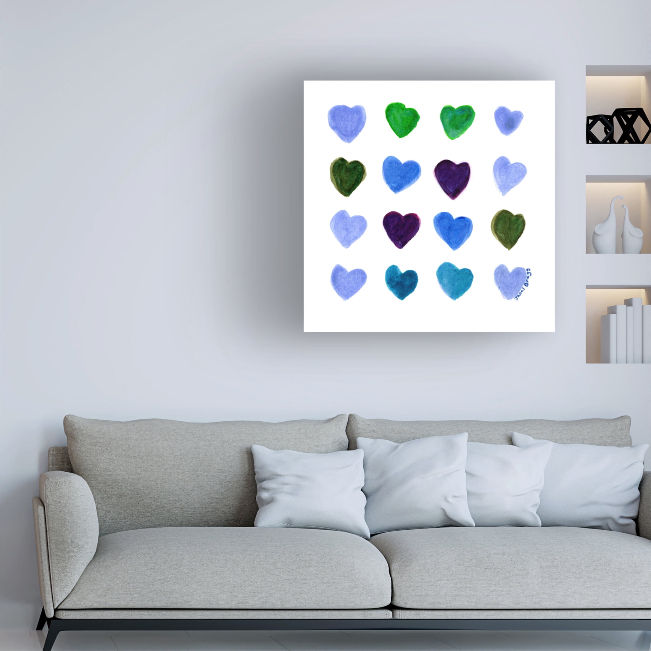 Canvas Wall Art - Janel Bragg 'Square of Hearts 4' Wall Art for Living Room, Bedroom, or Office Décor by Trademark Fine Art - 14 x 14 Inches