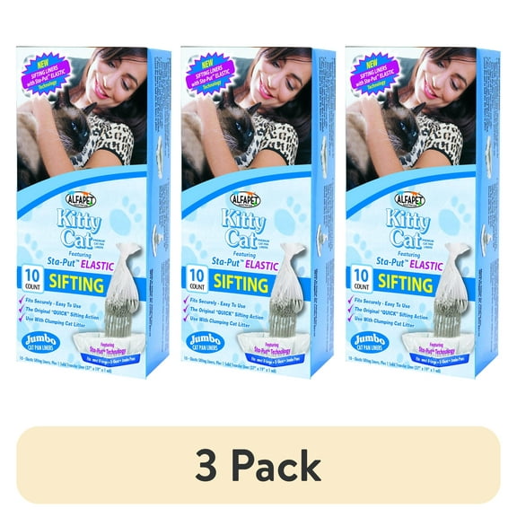 (3 pack) Alfa Pet Sifting Elastic Cat Pan Liners